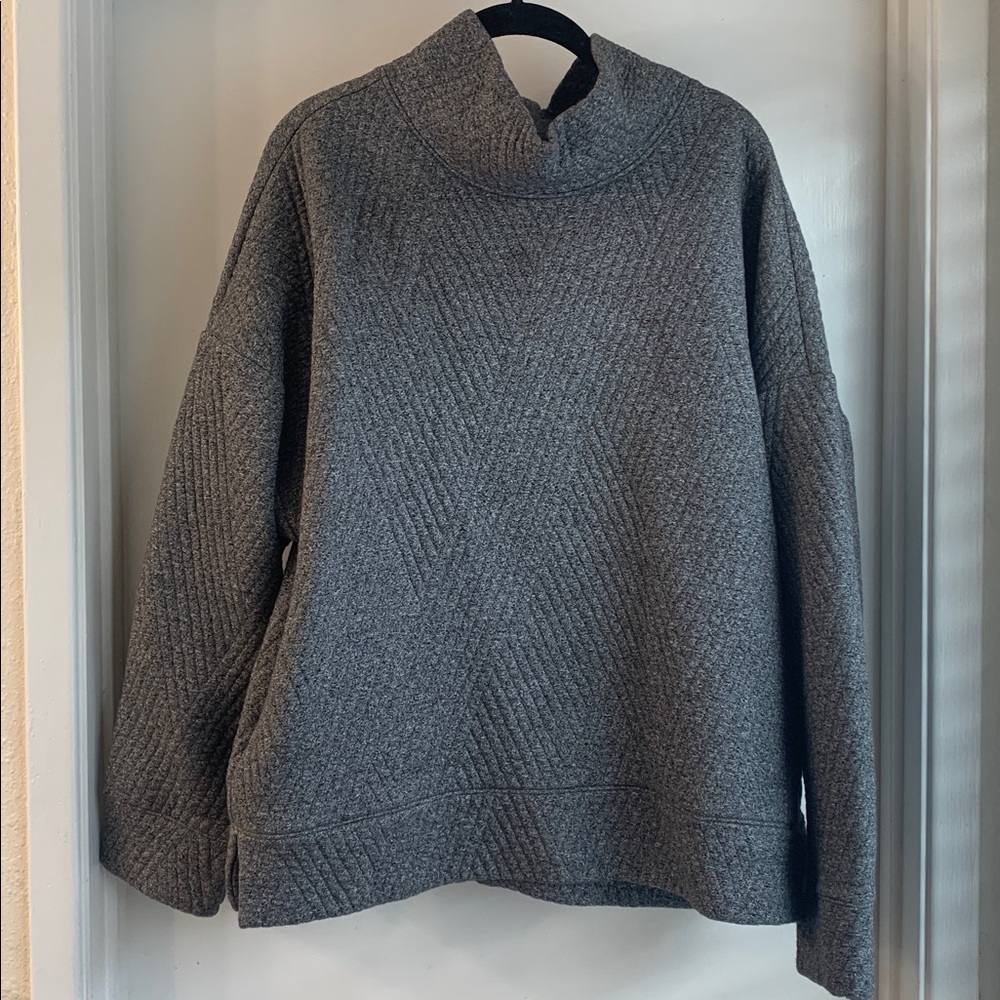 GapFit Women's Quilted Jacquard Knit Funnel-Neck Pullover Size XL